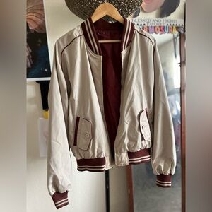 Michaels Cream and Maroon Bomber Jacket
